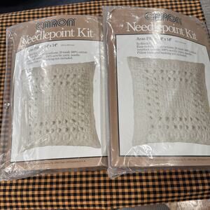 Sealed Packages Set Of 2 Aran Pillow Kit 14x14 Caron Needlepoint Kit 4692 VNT